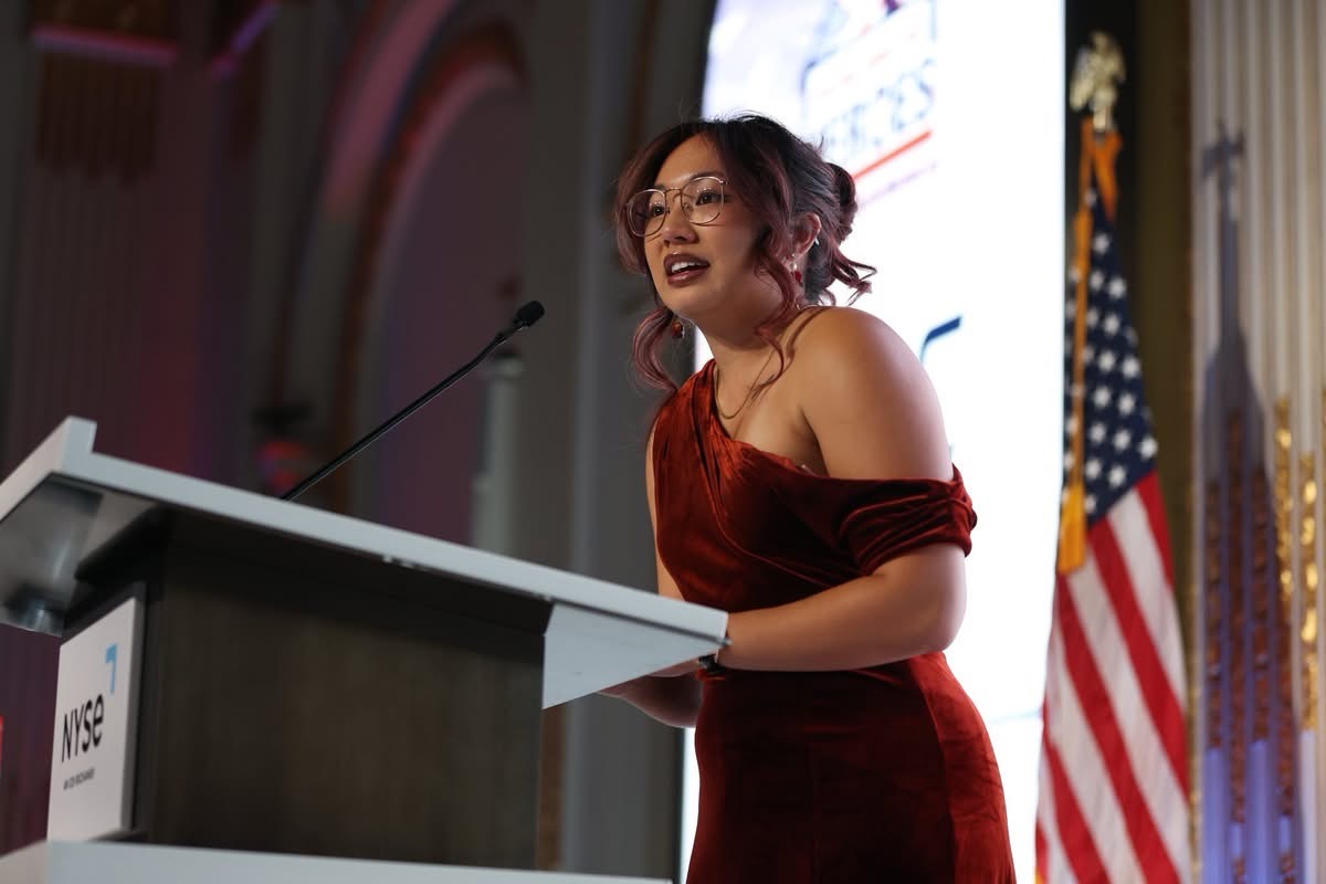 Kianni Martinez delivering the keynote at the Building Homes for Heroes Annual Awards Gala, New York Stock Exchange